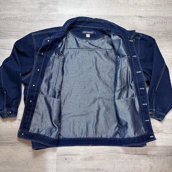 Vintage Knockout Blue Jean Denim Jacket Men's Big & Tall Size 5XL Cotton Blend - Picture 9 of 10